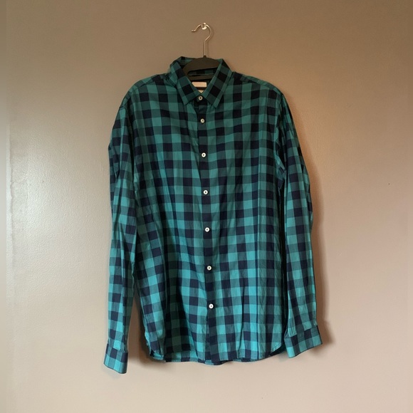 Jack and Jones Turquoise Plaid Button Down - Picture 1 of 11